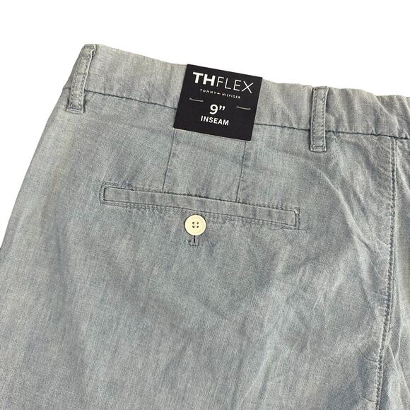 Tommy Hilfiger Men's Th Flex Stretch 9" Shorts Light Wash Chambray Size 40 $70 - Picture 6 of 7